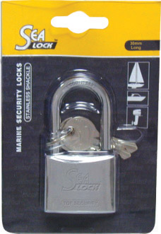 11140 Marine Padlock, SeaLock, w/long shackle, 30m