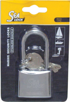 11141 Marine Padlock, SeaLock, w/long shackle, 40mm