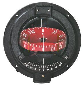 Lalizas 31366 - Compass Navigator, BN-202-L, Bulkhead Mount, Red Dial - Black Case