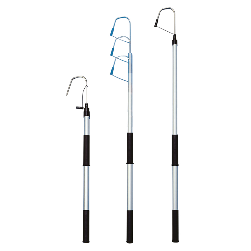 31408 Telescopic Gaff w/ Anod. Alumin. Pole Ø30mm, L.800-1205mm & Inox Hook Ø8mmxW.100mm