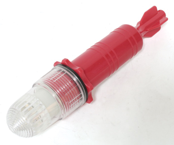 63454 Flashing led light with photocell, Torpedo 1, red colour, 2 batteries size D