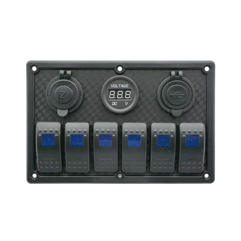70429 Rocker Switch Panel with LED, 12V/24V, (6 Rockers)