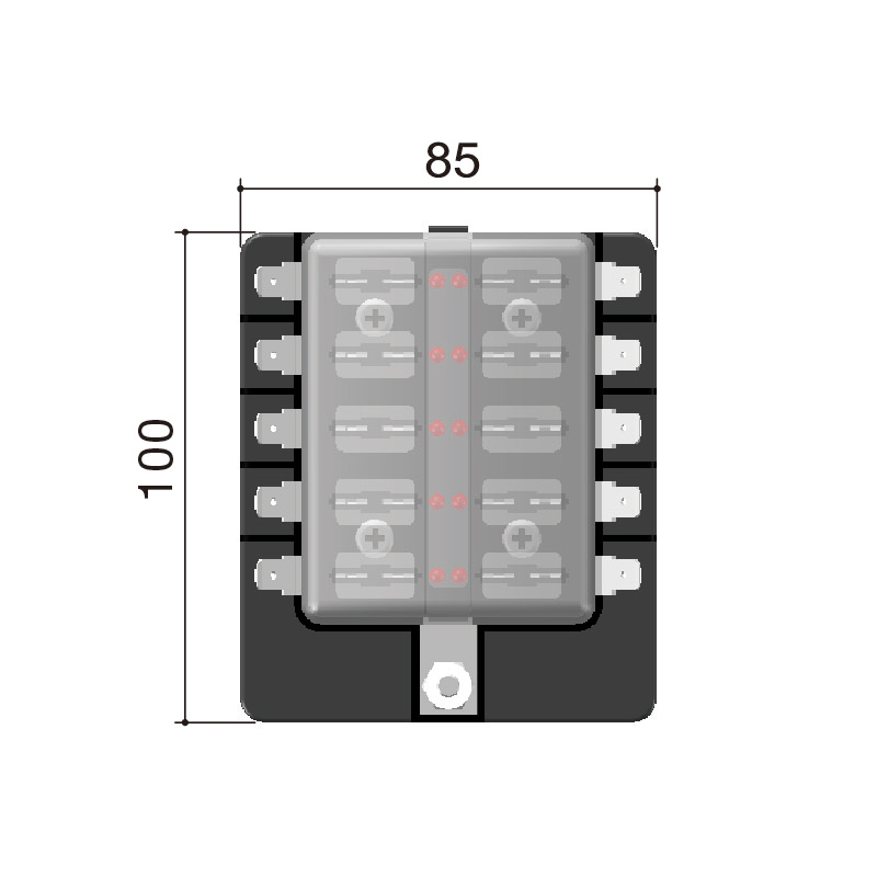 70458 Standard Blade Fuse Holder Box for 10 Fuses, Screw Connection