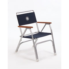 70936 Aluminum deck chair, Teak armrests, Navy Blue