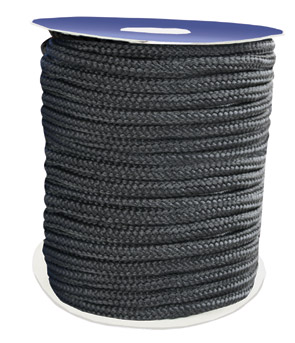 71029 Mooring 16-Strand Double Braided Rope, 20mm, Polyester, black