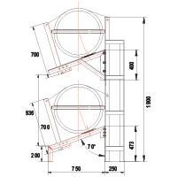 72119 Vertical Cradle for SOLAS OCEANO, 2-tier, 6-25(A), 6-35(B)