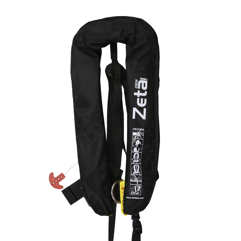 Lalizas 72399 - Zeta Infl.Lifejacket, Auto, 290N, w/D-ring & Crotch Strap, ISO, Adult, Black