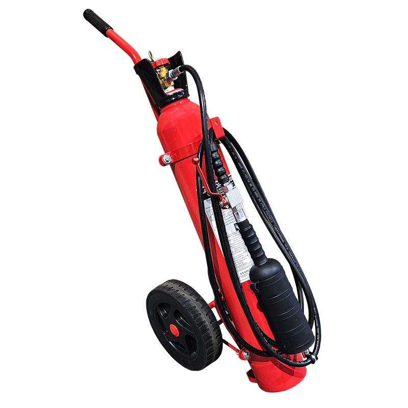 75375 Fire Extinguisher Wheeled, CO2, 10kg, w/Hose, Horn & Nozzle, SOLAS/MED (EN,FR,ES,PT)