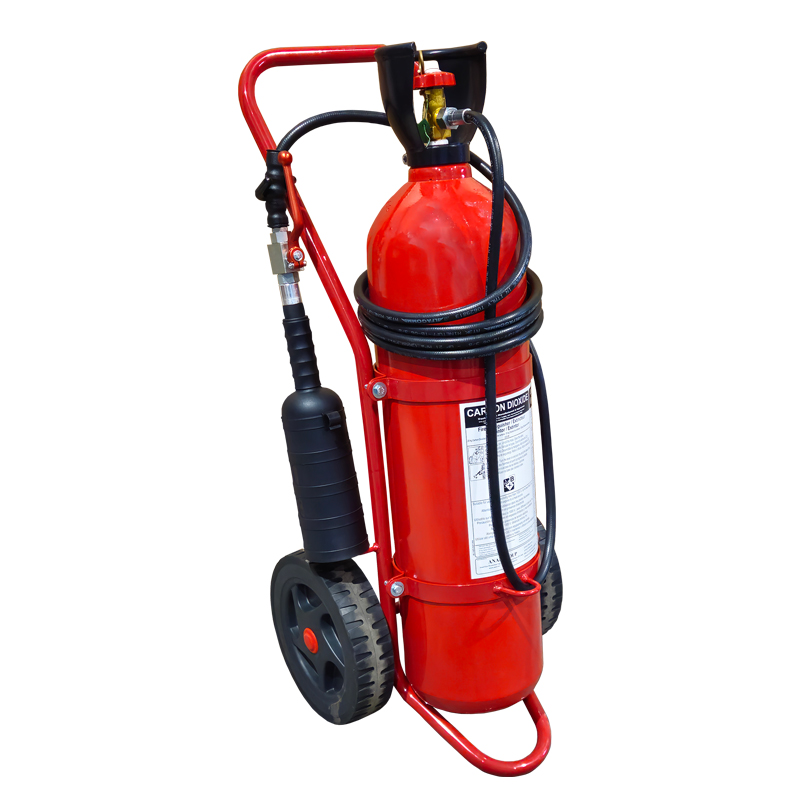 75376 Fire Extinguisher Wheeled, CO2, 20kg, w/Hose, Horn & Nozzle, SOLAS/MED (EN,FR,ES,PT)