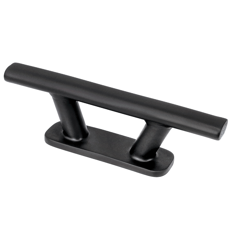 75934 Cleat, Inox 316, L205mm, H55mm, Thread 10mm (8''), Black