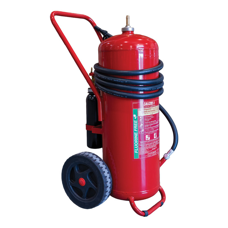 75940 LALIZAS Fire Exting.Wheel.PFAS Free Foam,50L,Cartr.Oper.,St.Steel,w/Hose&Horn,SOLAS/MED(EN,GR,ES,CN)