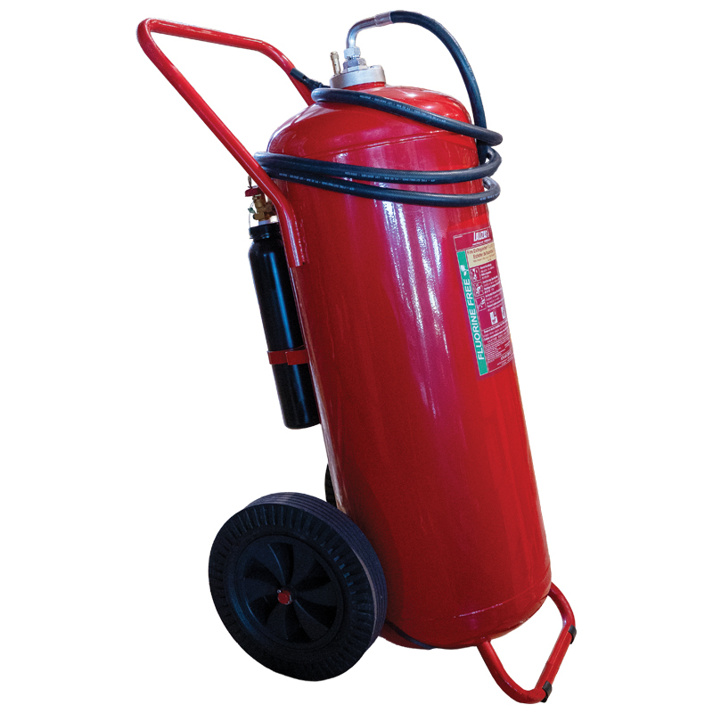 75941 LALIZAS Fire Exting.Wheel.PFAS Free Foam,150L,Cartr.Oper,St.Steel,w/Hose&Horn,SOLAS/MED(EN,GR,ES,CN)