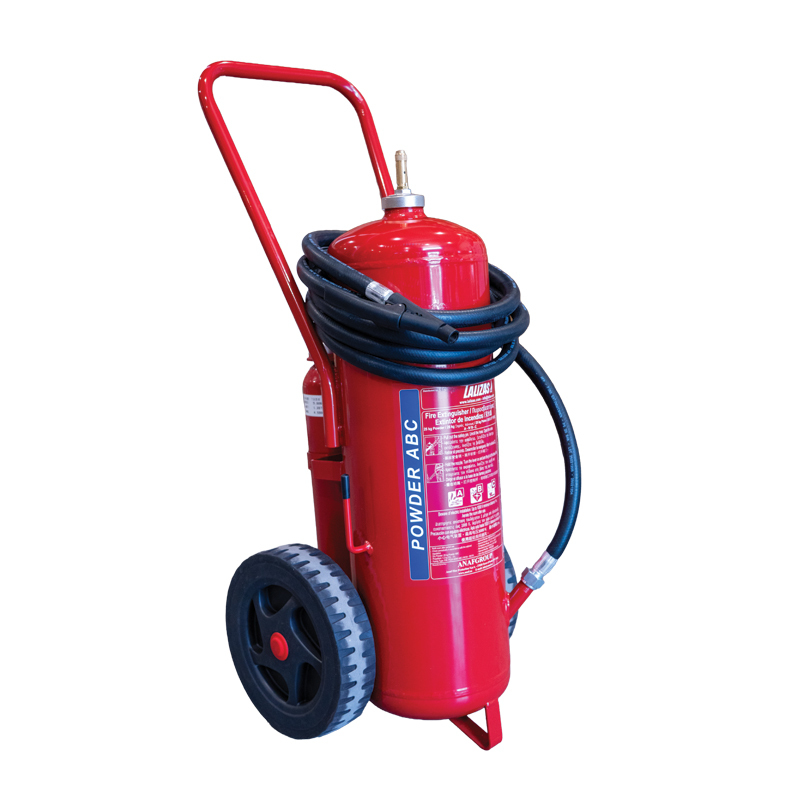 75942 LALIZAS Fire Extinguisher Wheeled Dry Powder,25kg,Cartridge Oper.,w/Hose&Horn,SOLAS/MED(EN,GR,ES,CN)