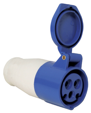 90395 Plug, female, w/ cover, 16A, 220-240V, blue