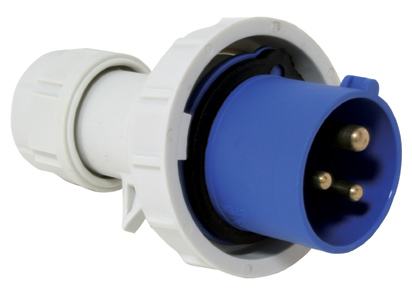 90397 Plug, male, w/ safety ring 16A, 220-240V, blue