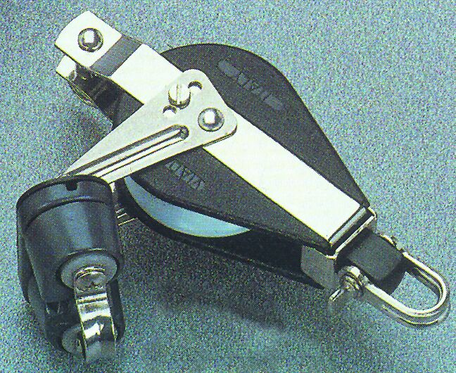 92553 Single ball bearing block with becket and ball bearing cam cleat,Diam. 57mm, Diam. 12mm