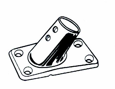 92831 Rectangular base 60o,casted AISI 316, inter. Diam. 22mm, 75x45mm,