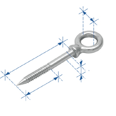 93179 Eye Wood Screw, Inox 316, 8x60mm