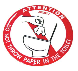 95758 Silicone Sticker 80mm - 'No paper in the toilet'