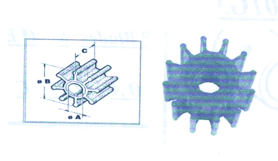 97897 Pump Impell CEF for Jabs, Johns, Onan, Volvo-Penta, perk & Yanm, Sole eng Ø14,4 57Χ31,6