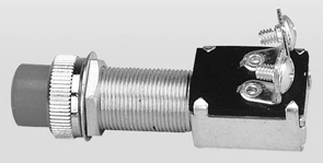 98707 Push Button Horn Switch, 12V, 20A, waterproof, w/red cap, Diam. 16mm, L.73mm