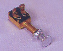 99037 Push pull Switch, on-off-on, 12V, 20A, Diam. 9.5mm, L 30mm, chrome plated brass knob