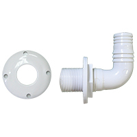 Nuova Rade 10254 - Thru-Hull Elbow 90º, Hose Ø25mm, Scr.Flange, White