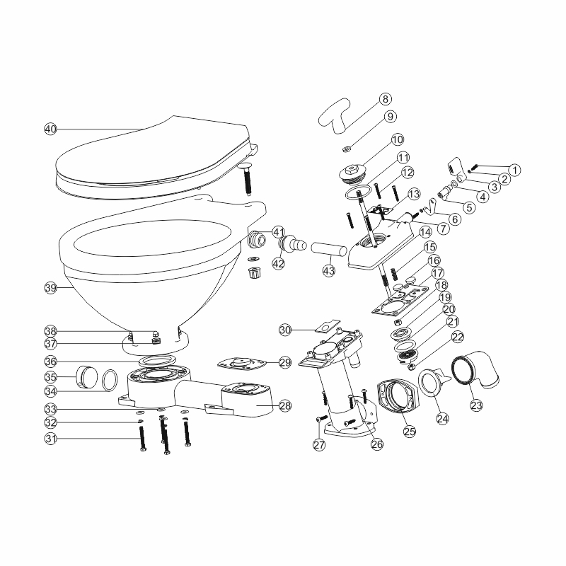 Nuova Rade 11447 - Kit A, Major Service Kit for manual toilet LT-0 & LT-1