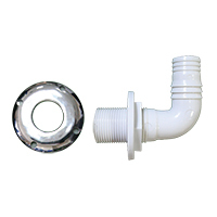 Nuova Rade 70601 - Thru-Hull Elbow 90º, Hose Ø25mm, Scr.Flange, Chromed