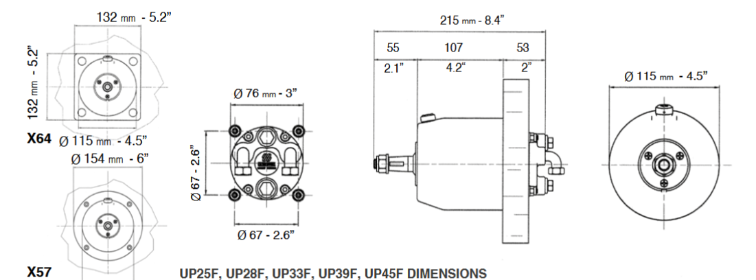 42462d HELM PUMP UP25F - FRONT MOUNT 25CC