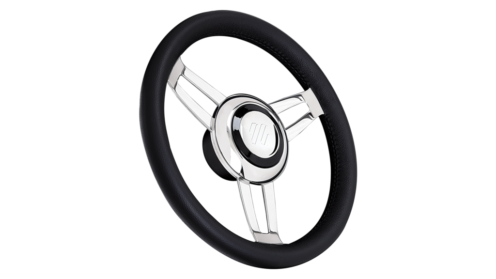 ADORNO LT BLK/CH STEERING WHEEL