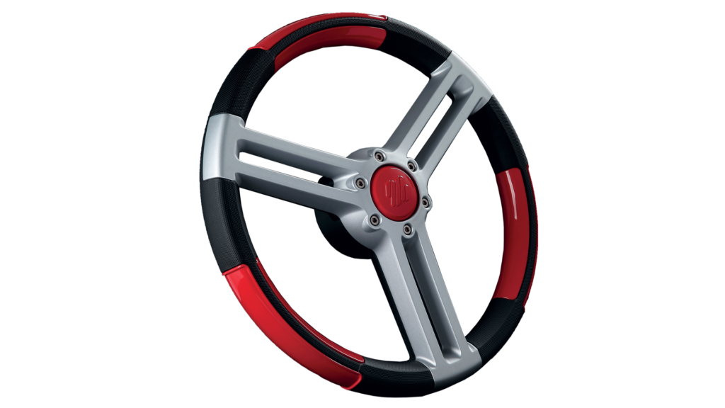 DORIA PU B/S/RED STEERING WHEEL