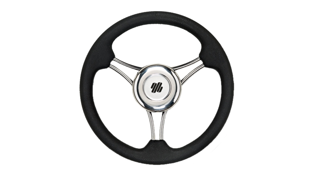 V21 PU BLK/SS STEERING WHEEL