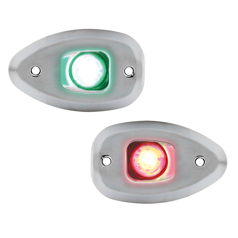 lalizas 74362 MICRO LED 12 Starboard&Port Lights 112,5°,Side & Flush mount.,Set,Chrome Hous.,w/holes