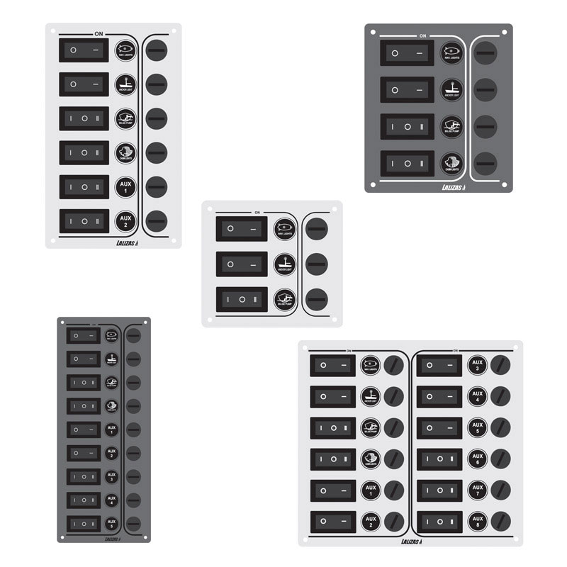 Switch panel ''Sp6 Ultra'', 6 waterproof switches, Inox 316, charcoal, 12/24V