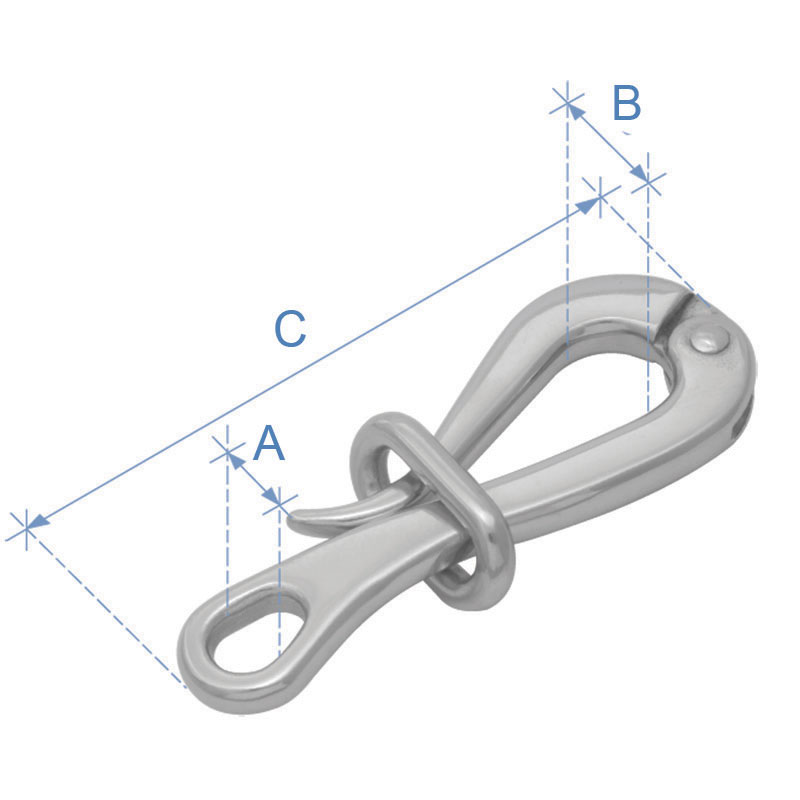 Pelikan hook, w/link, Inox 316, 102mm (4)