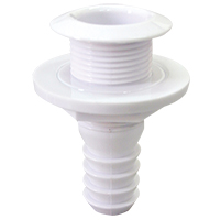 lalizas 10250 Thru-Hull w/Fl.Flange, 1'', f/Hose Ø19mm, L81mm,White