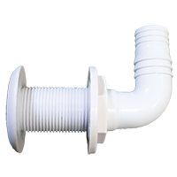 lalizas 10255 Thru-Hull Elbow 90º, Hose Ø25mm, Plastic, White