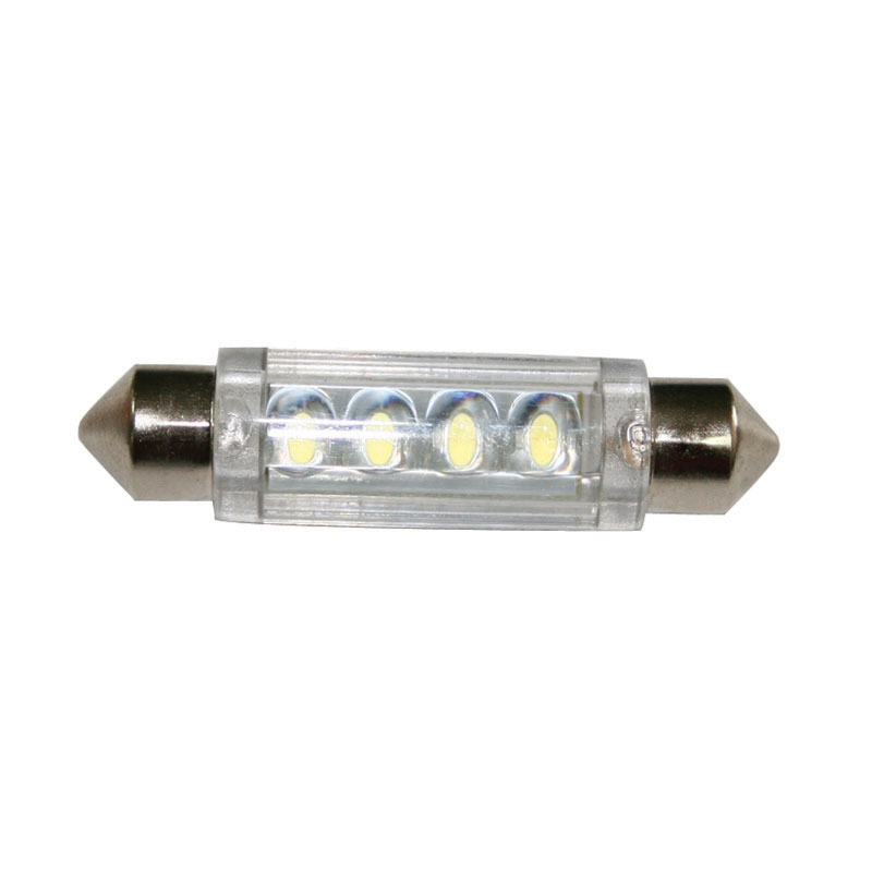 Bulb 12V, LED, T11, SV8.5-8, cool white - 4 LEDs, 11x41mm