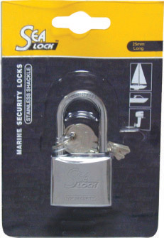 lalizas 11139 Marine Padlock, SeaLock, w/long shackle, 25mm