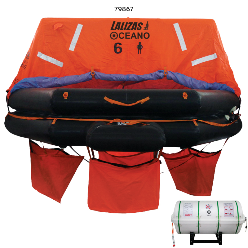 LALIZAS Liferaft SOLAS OCEANO,Throw-overboard Type,6 prs,canister (B)