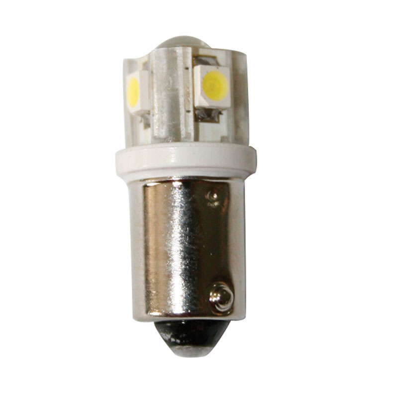 Bulb 12V, LED, BA9S, cool white - 4SMDs+1LED, 9x25,5mm