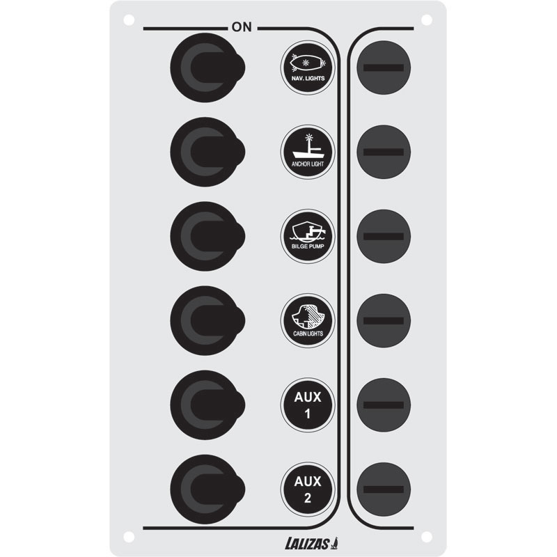 Switch Panel ''SP6 “Economy”, 6 waterproof switches, Inox 316, 12/24V