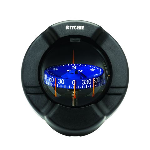 lalizas 31199 Compass Venture SR-2-L, Bulkhead Mount, Blue Dial - Black Case