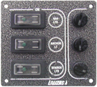 lalizas 31289 Switch panel ''Sp3 Ultra'', 3 waterproof switches, Inox 316, charcoal, 12/24V