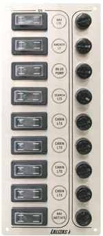 lalizas 31297 Switch panel ''Sp9 Ultra'', 9 waterproof switches, Inox 316, 12/24V