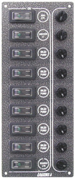 lalizas 31298 Switch panel ''Sp9 Ultra'', 9 waterproof switches, Inox 316, charcoal, 12/24V