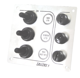 lalizas 31380 Switch Panel ''SP3 “Economy”, 3 waterproof switches, Inox, 12/24V,