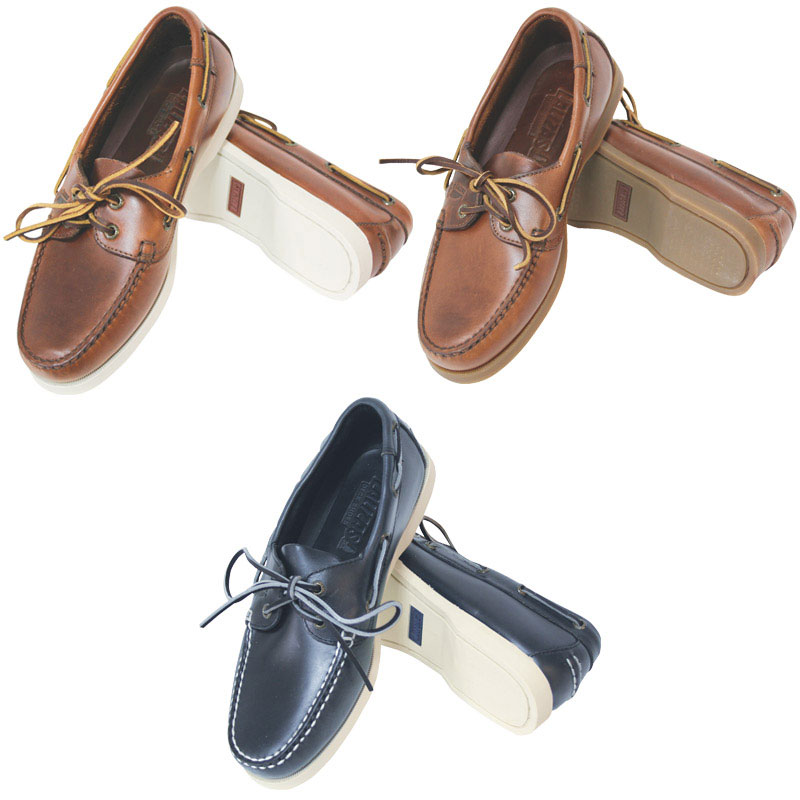 Deck shoes ''Skipper'' brown leather/white sole No45