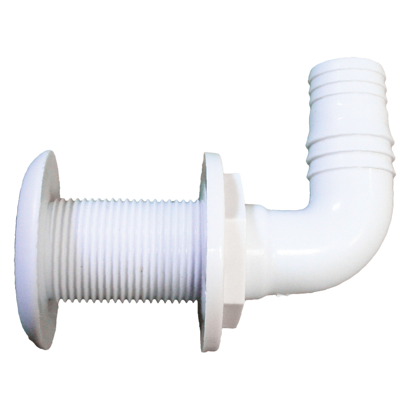 Thru-Hull Elbow 90º, Hose Ø25mm, Plastic, White